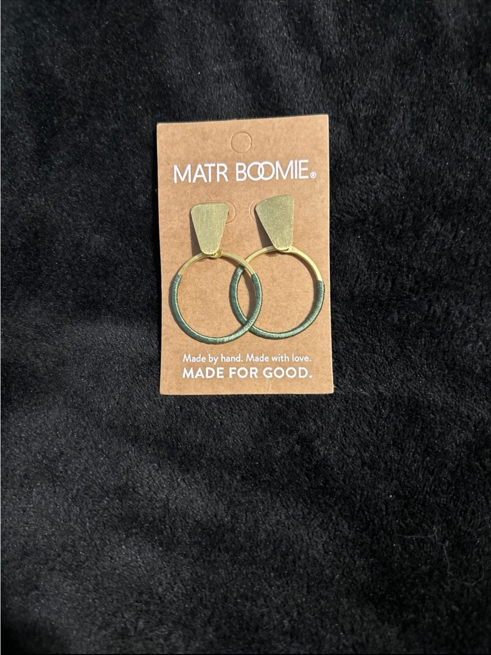 MATR BOOMIE Green and Gold Hoop Drop Earrings